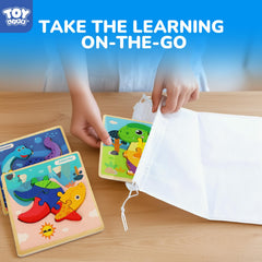TOY Life Dinosaur Puzzles 6-Pack vibrant dinosaurs illustrate colors and shapes for early learners