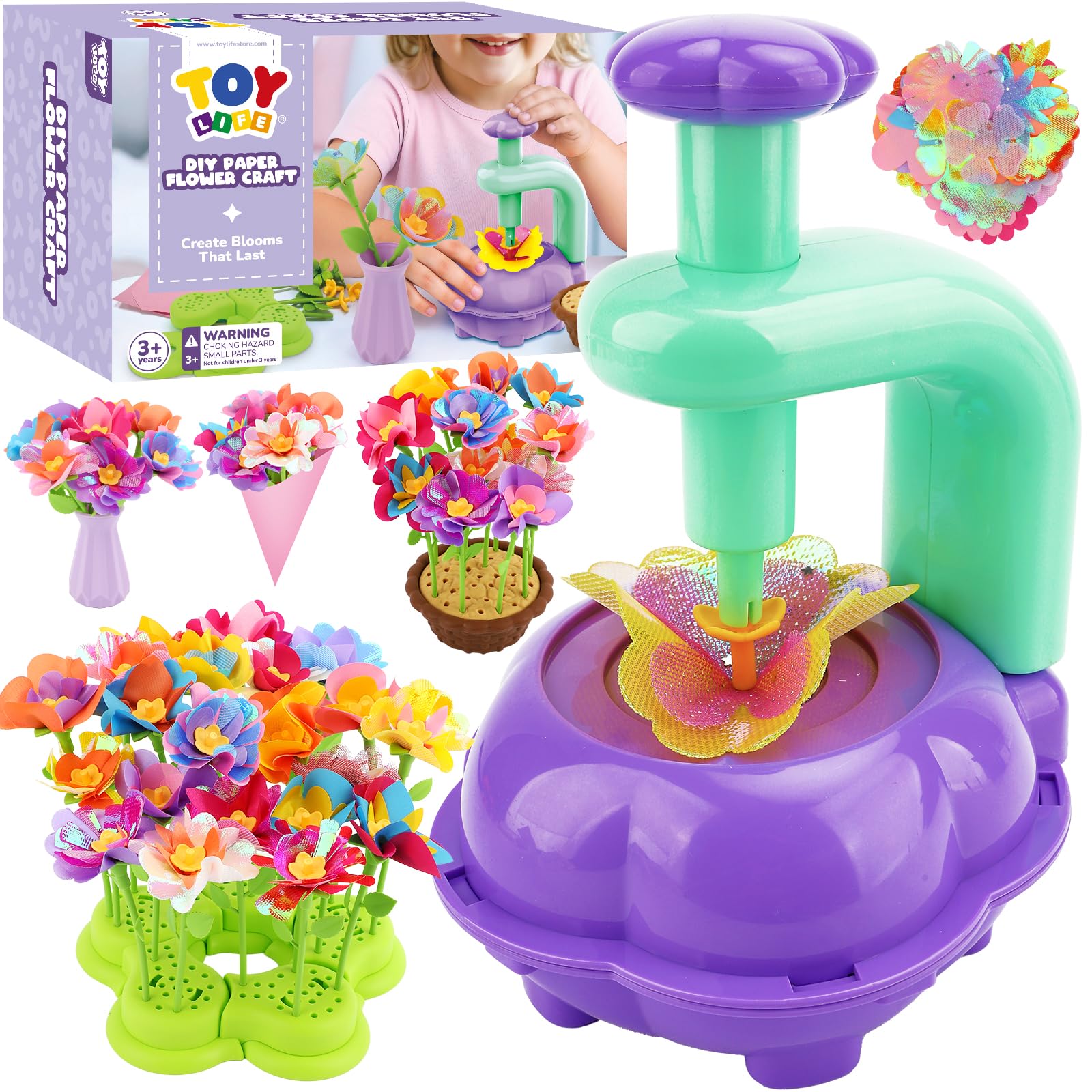 TOY Life DIY Flower Bouquet Maker in action, crafting colorful fabric blooms for gifting.