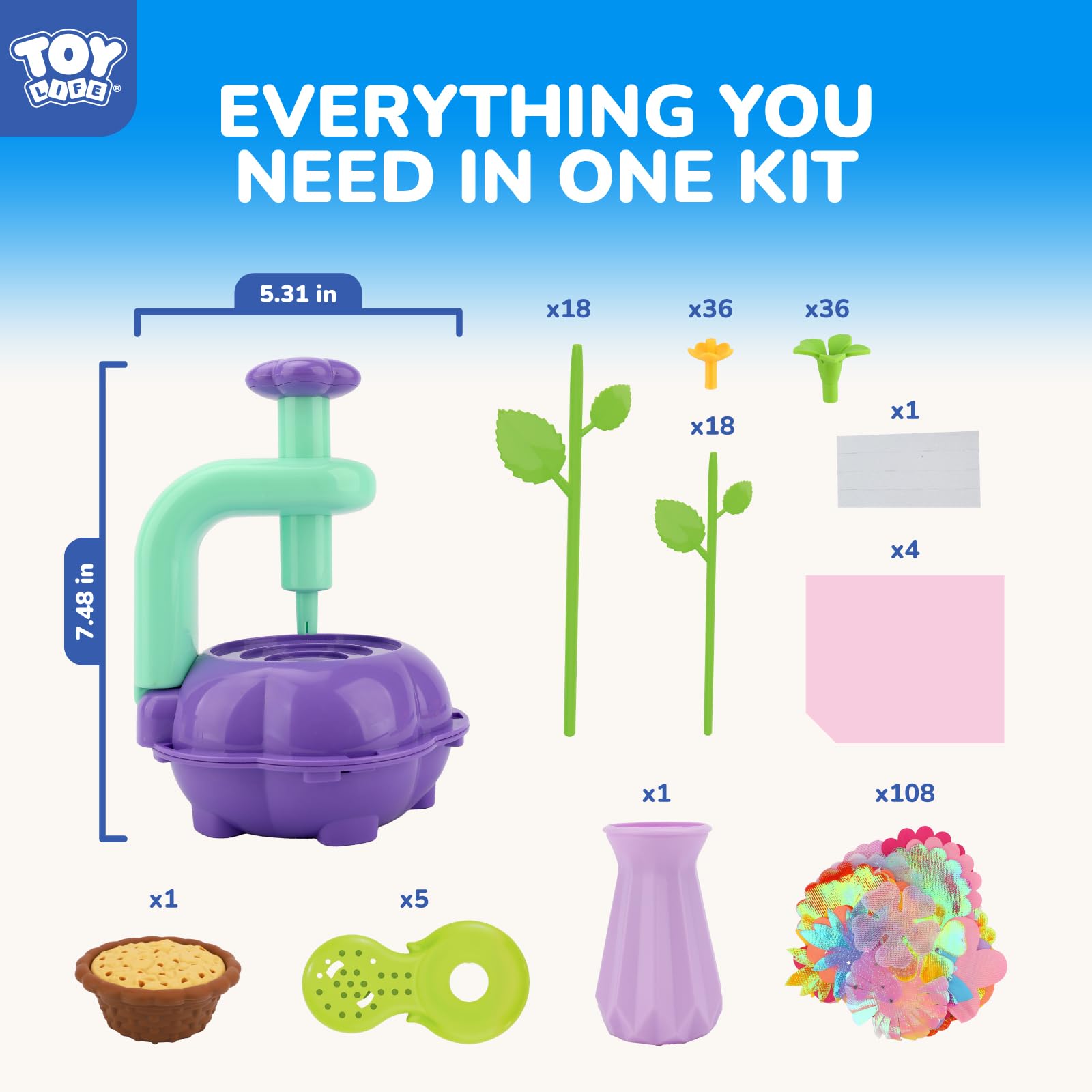 TOY Life flower cores and receptacles enabling sturdy, long-lasting bouquet construction.