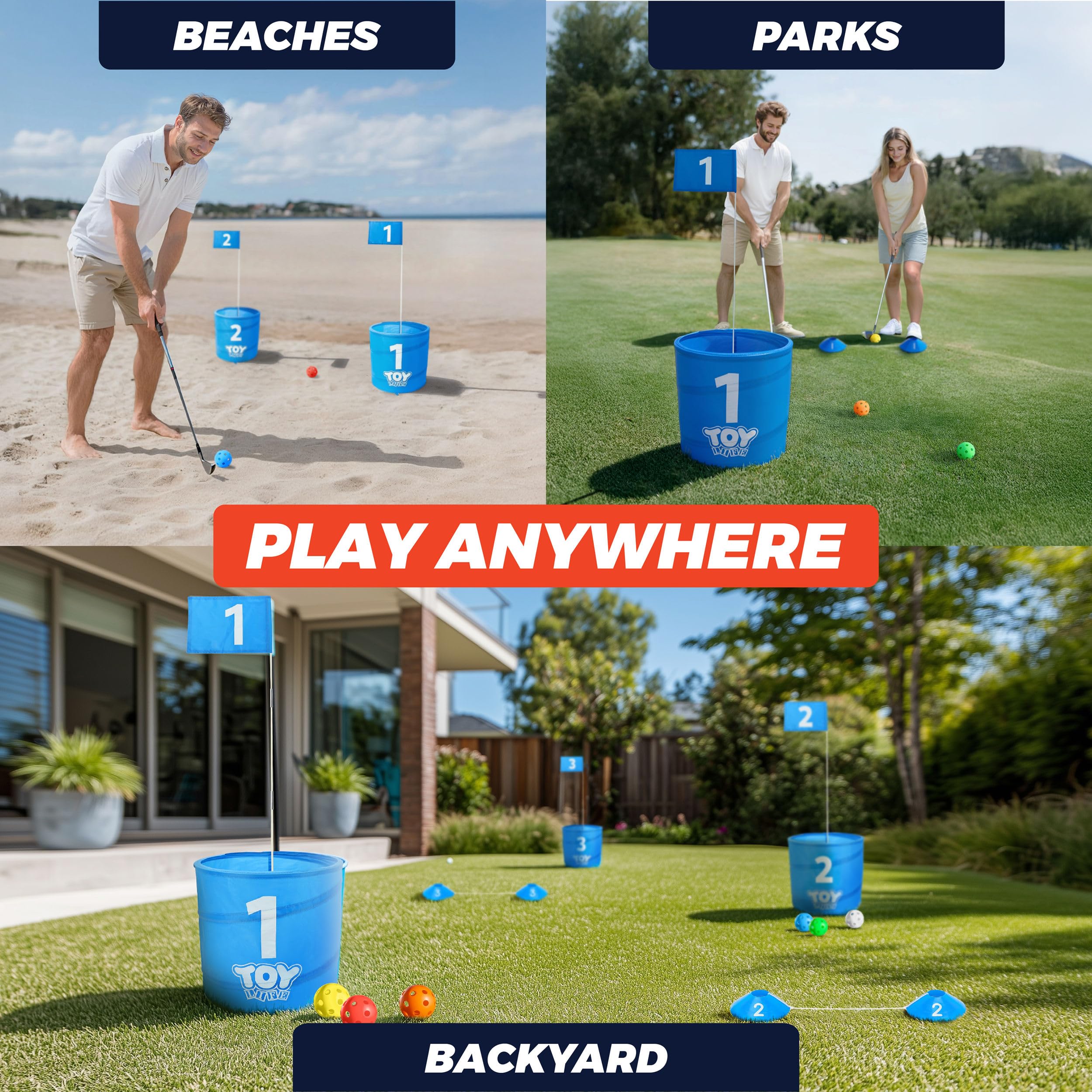 TOY Life Golf Game Set backyard setup showing versatile outdoor use.