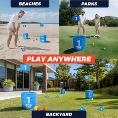 TOY Life Golf Game Set backyard setup showing versatile outdoor use.