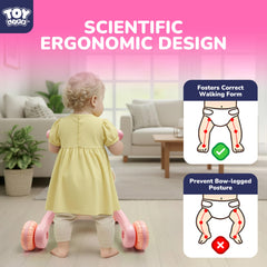TOY Life height-adjustable handle adapts as your child grows for comfortable pushing.