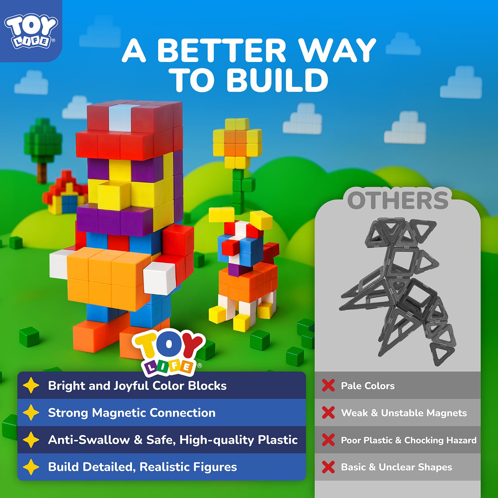 TOY Life idea book and storage bag included for quick setup and organization.