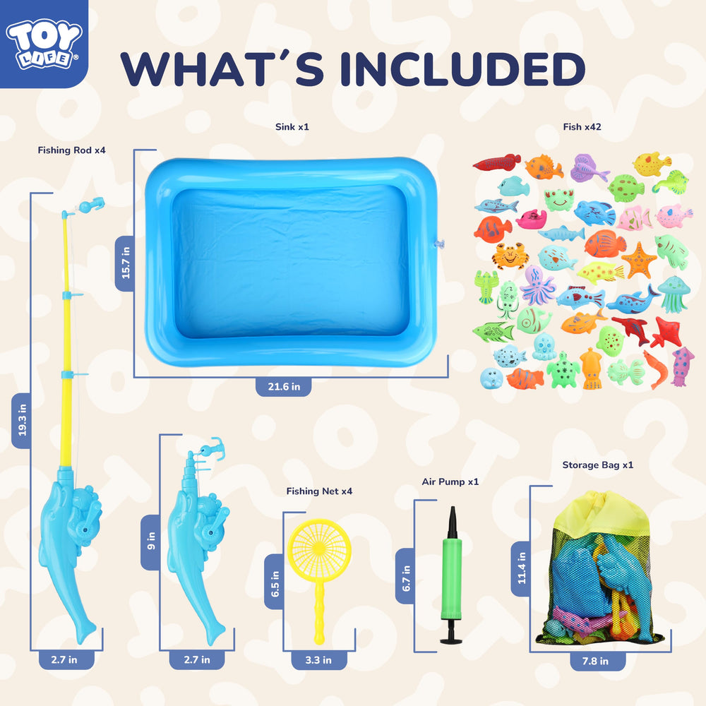 TOY Life inflatable pool for indoor and outdoor fishing fun.