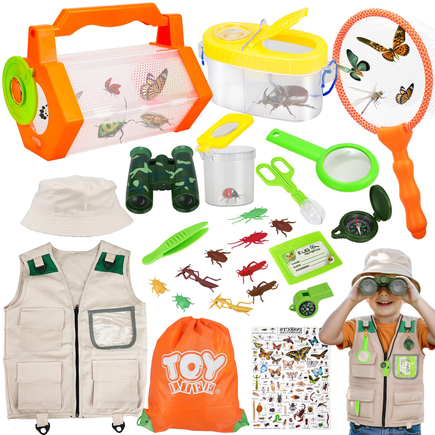 TOY Life Kids Explorer safari costume vest for imaginative outdoor play and exploration.