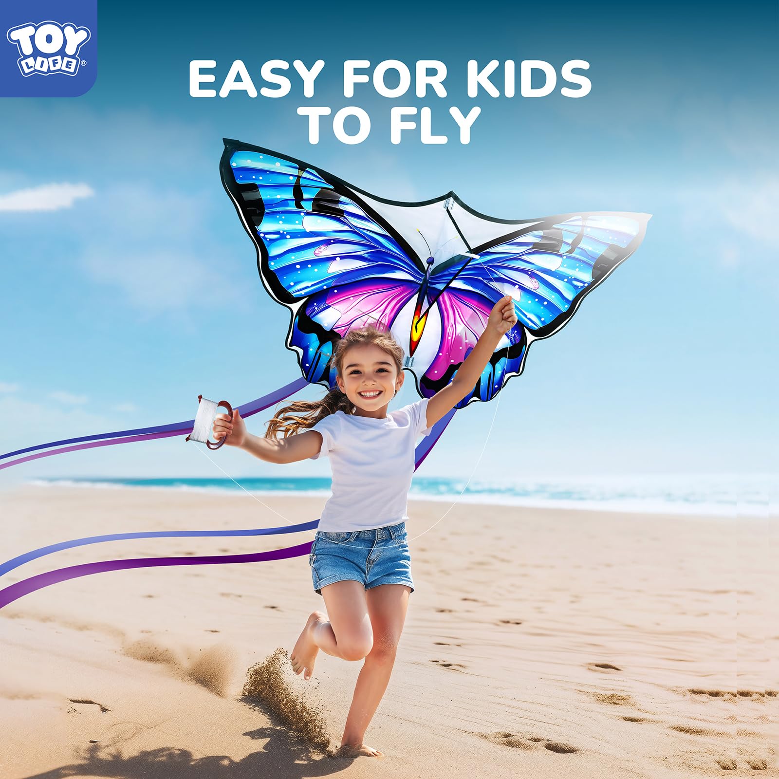 TOY Life butterfly kite shows tear-resistant ripstop fabric and durable frame in action