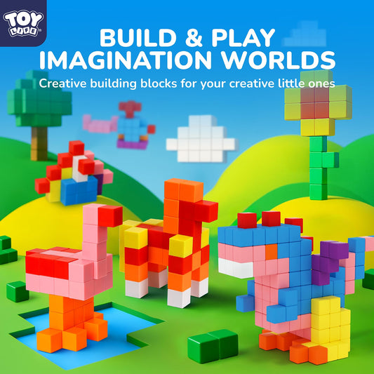 TOY Life magnetic cubes stacked into colorful structures to boost spatial thinking.