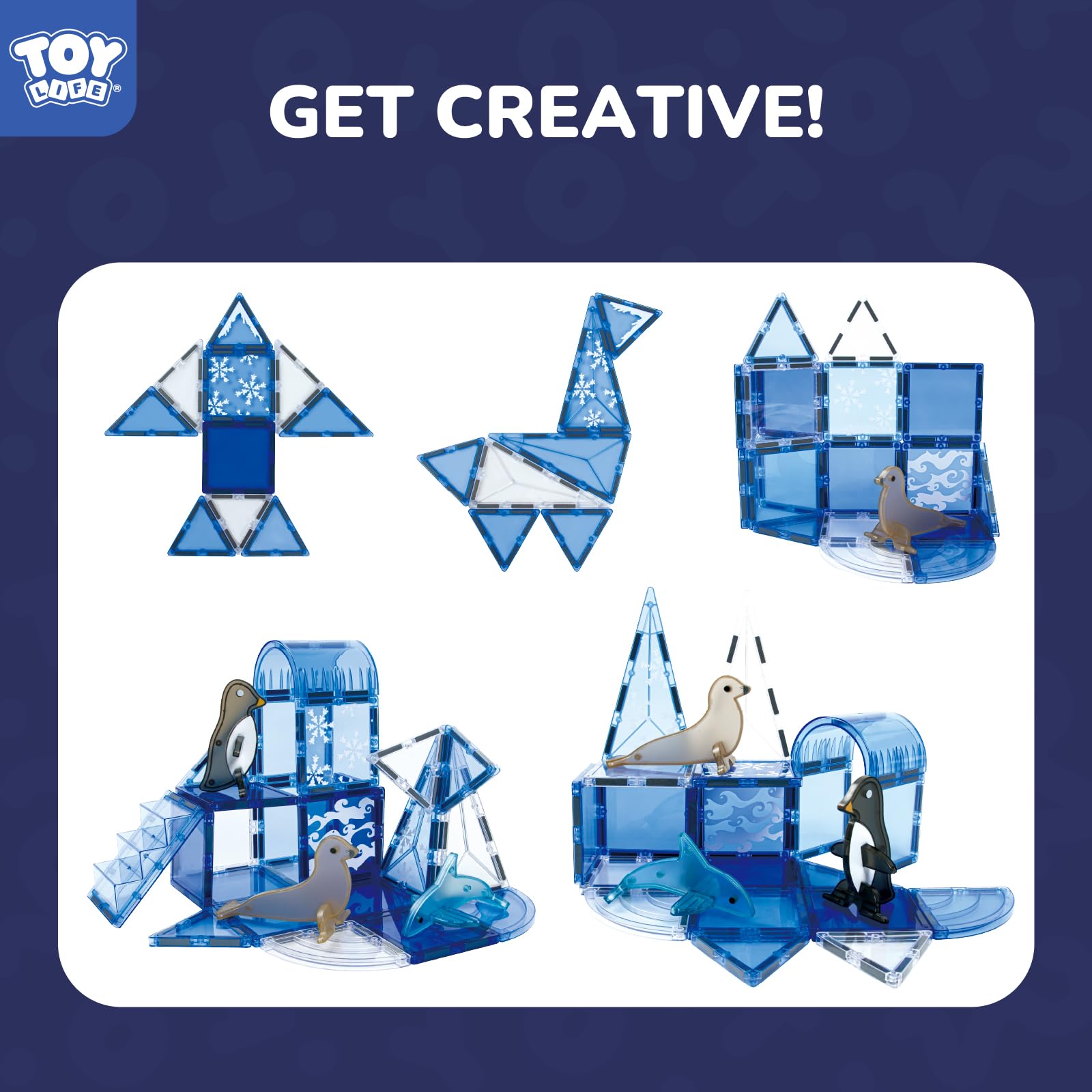 TOY Life magnetic tiles Arctic whale scene encourages imaginative storytelling and spatial thinking.