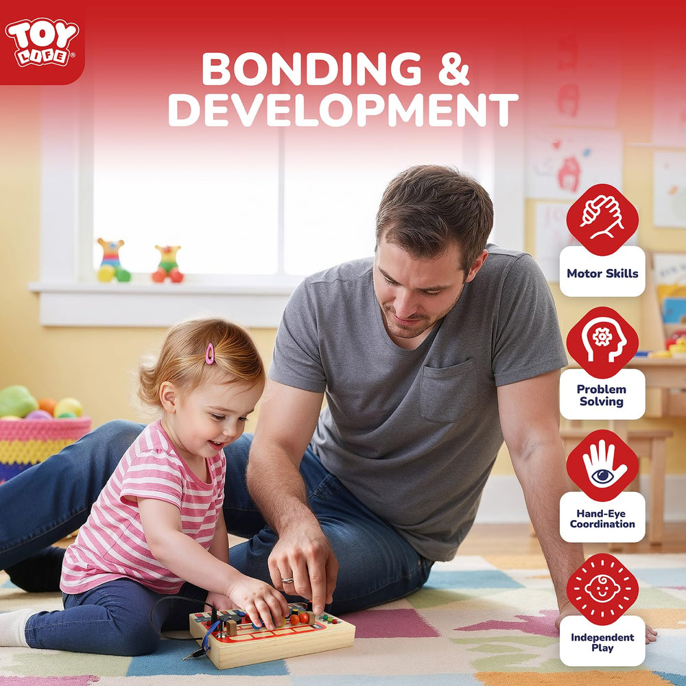 TOY Life Montessori Busy Board gear activity promotes fine motor skills through turning gears.