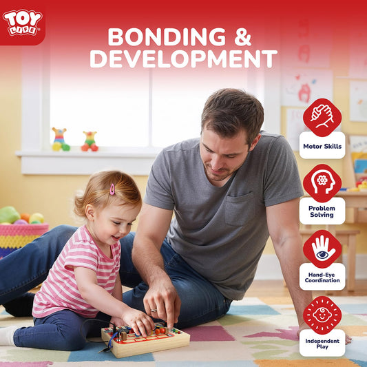 TOY Life Montessori Busy Board gear activity promotes fine motor skills through turning gears.