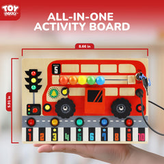 TOY Life Montessori Busy Board travel-friendly design makes on-the-go play easy.