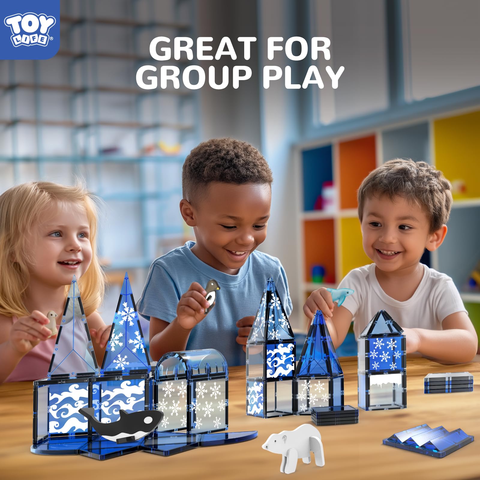 TOY Life polar bear Arctic scene magnets invite exploration of icy habitats.