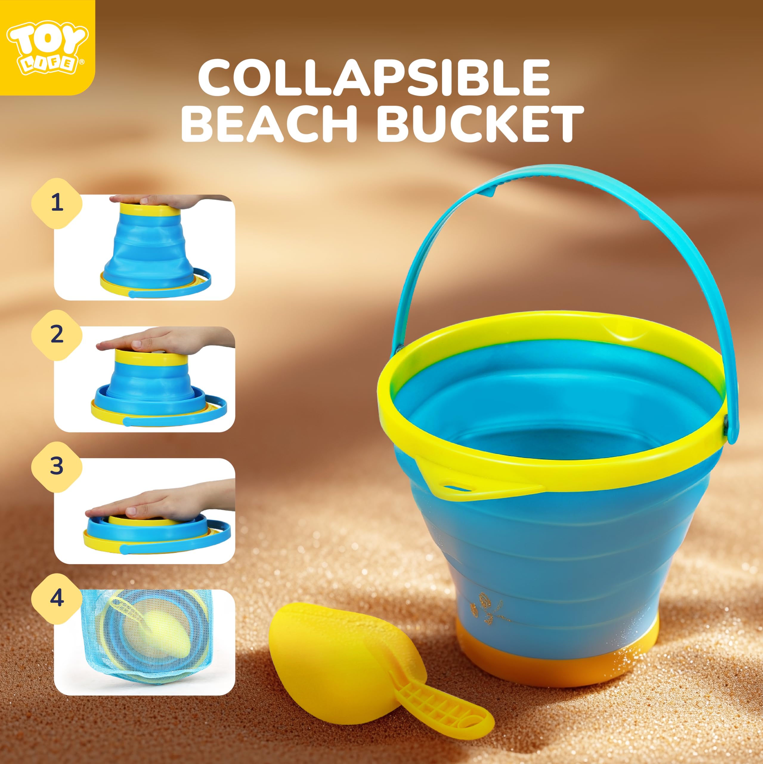 TOY Life portable storage keeps beach toys organized.
