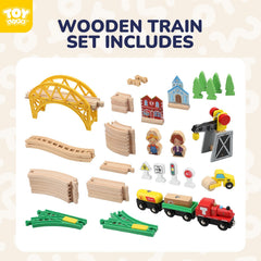 Tightly-fitting wooden train tracks meet safety standards for durable play