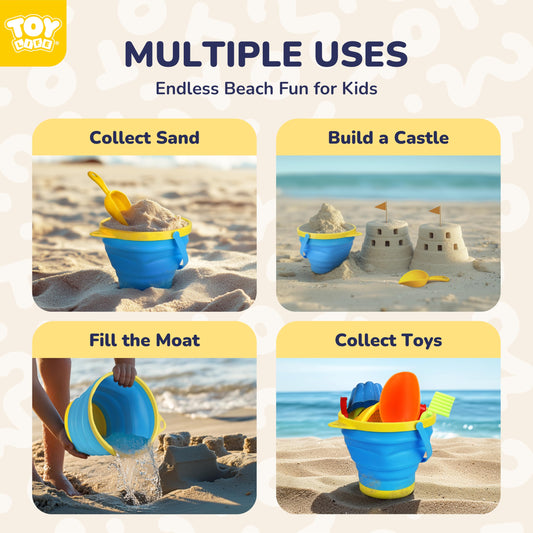 TOY Life sand shovels with foldable bucket for compact packing.