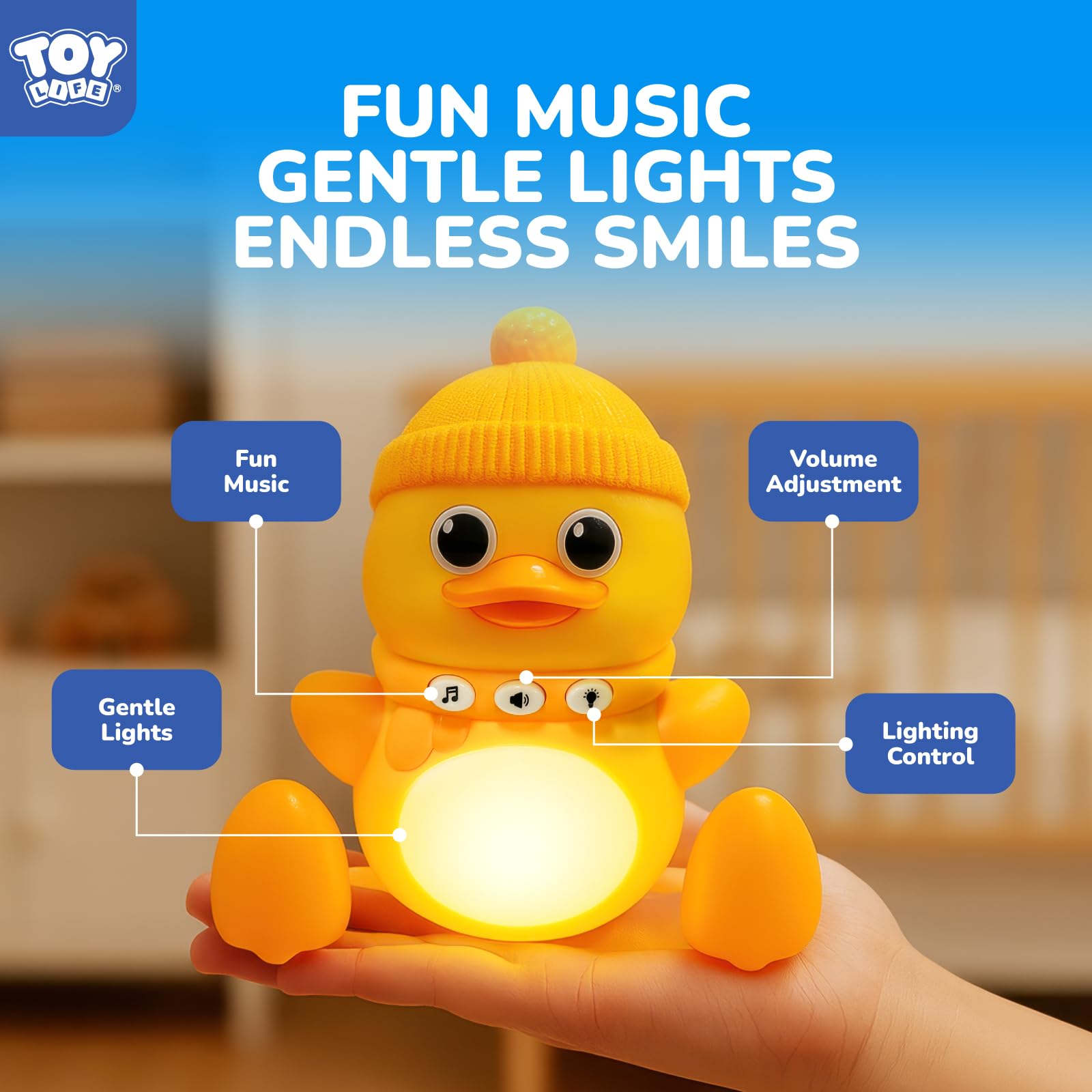 TOY Life Sensory lights and music engage senses and boost daytime playtime.