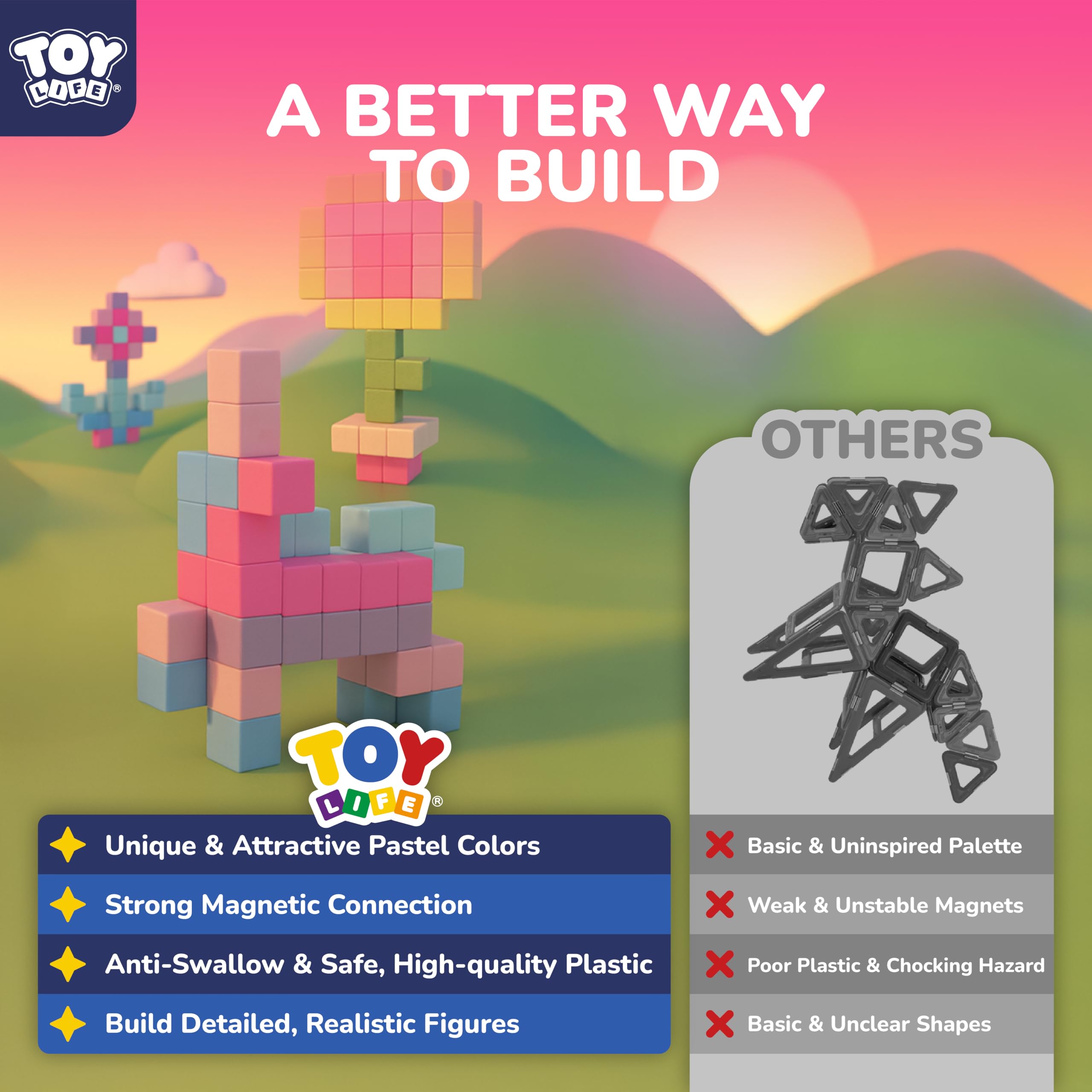 TOY Life blocks with smooth rounded edges ensure safe playtime