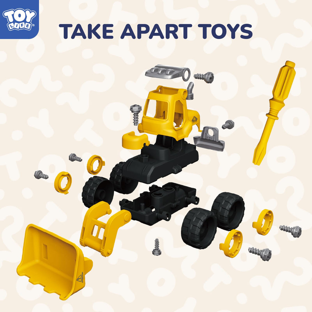TOY Life roller truck with easy-screw assembly supports fine motor skills.