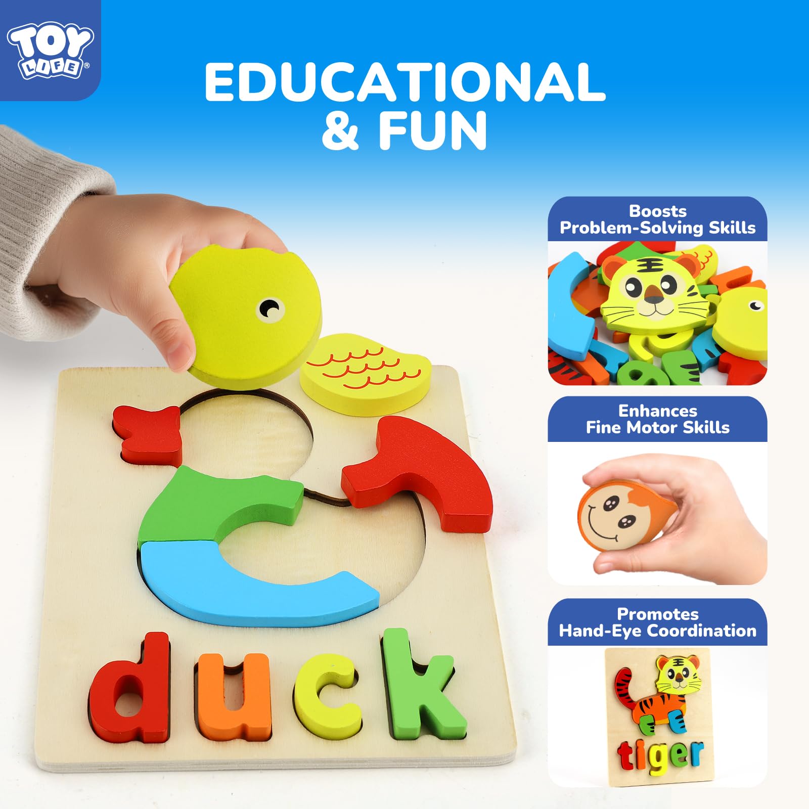 TOY Life wooden puzzle with storage bag: easy clean-up for home or travel