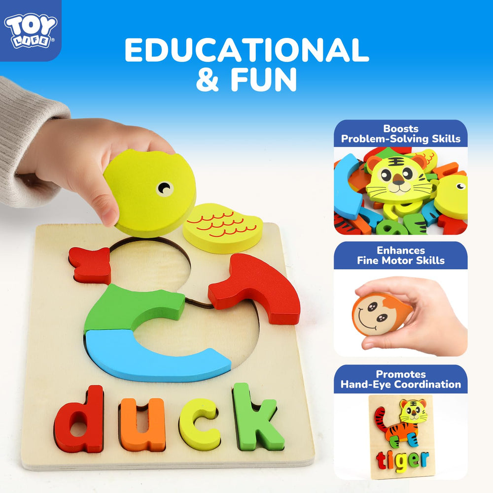 TOY Life wooden puzzle with storage bag: easy clean-up for home or travel