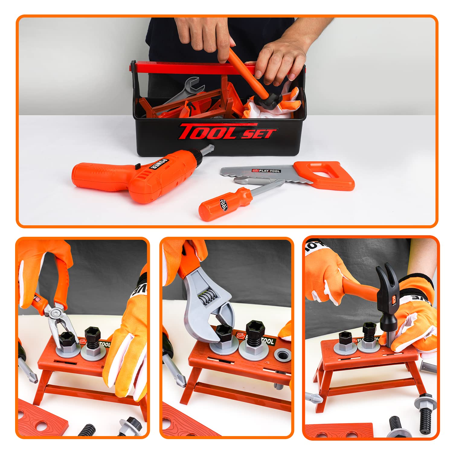 TOY Life tools and gloves set emphasizing durable construction and safety.