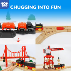 Trains encourage fine motor control as little hands connect pieces.