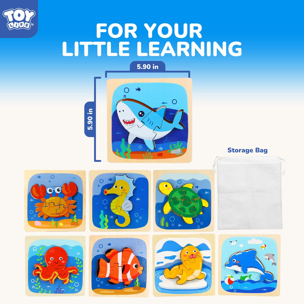 TOY Life wooden puzzle highlighting early learning benefits in a Montessori style.