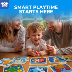 TOY Life wooden puzzle with eight bright shapes supports early color and shape learning.