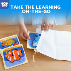 TOY Life wooden puzzle pieces designed for easy grasp by tiny hands.