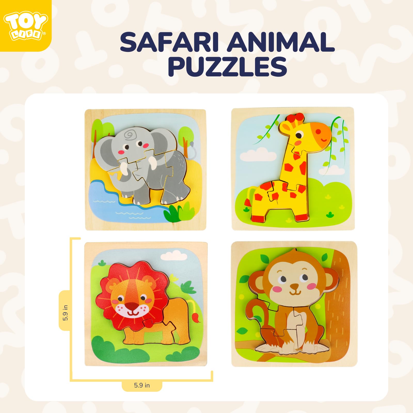 TOY Life wooden puzzle pieces are easy to grip for tiny fingers and safe handling.