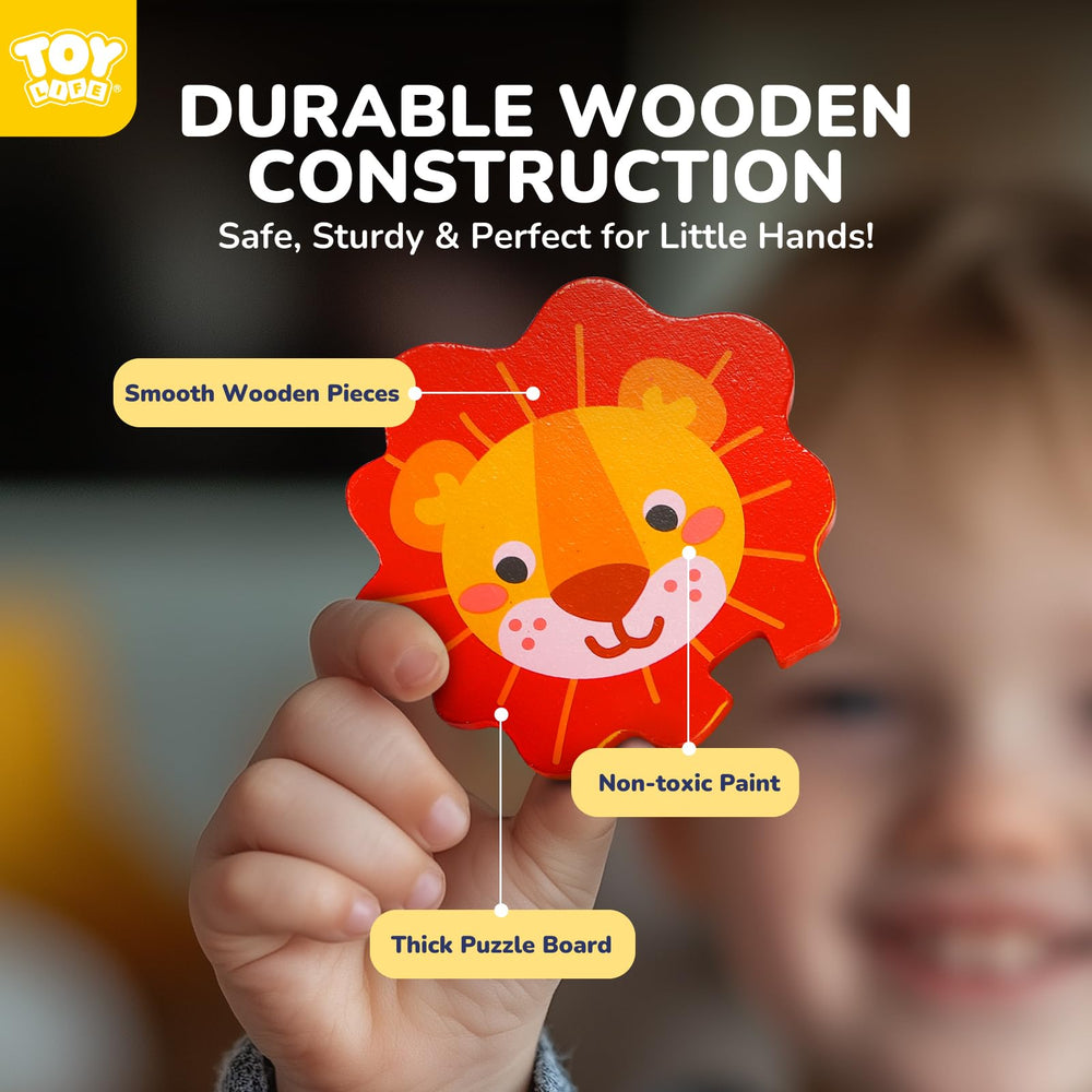 TOY Life wooden giraffe puzzle supports fine motor skills during play.
