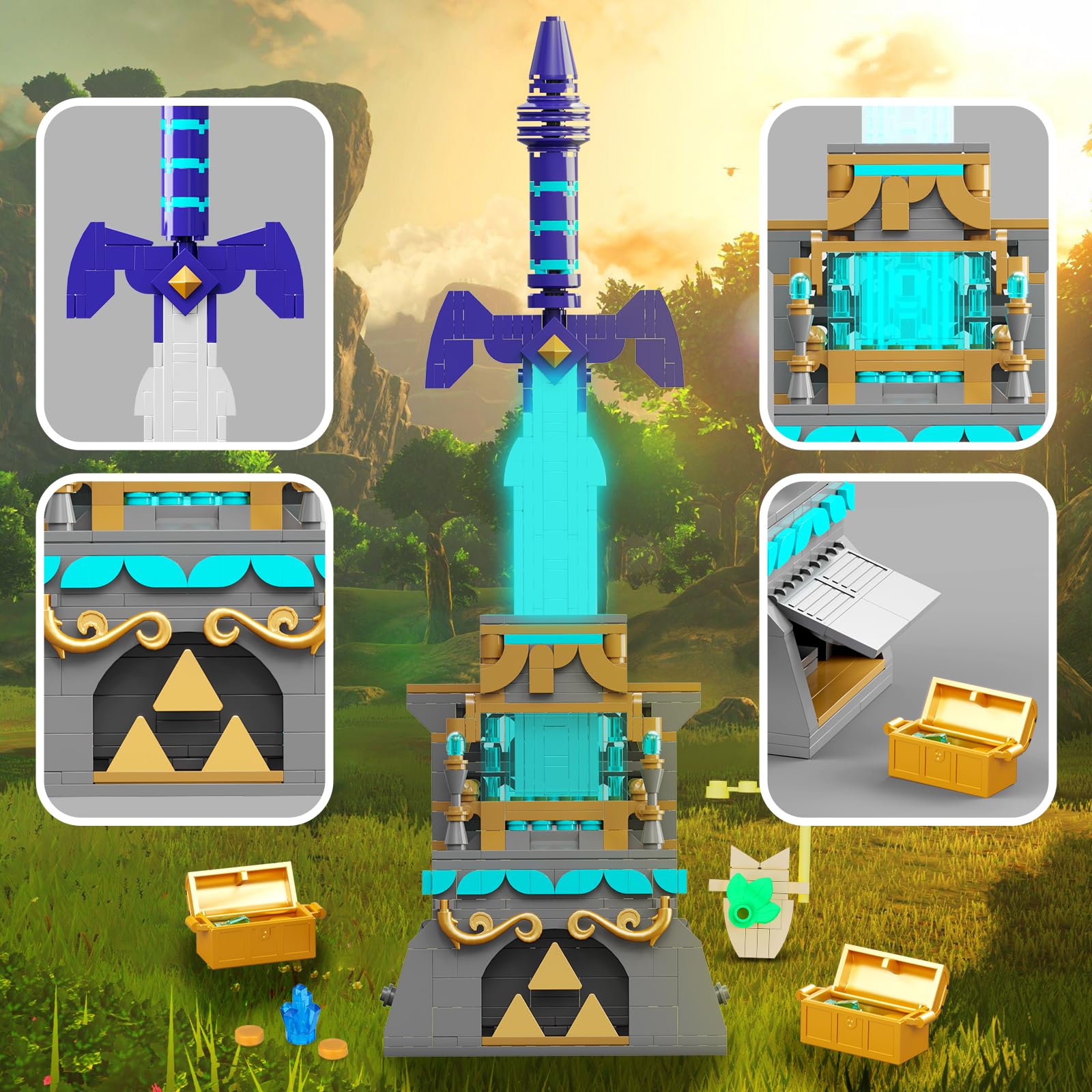 TOY PLAYER BOTW Master Sword treasure box pop mechanism enhances imaginative builds.
