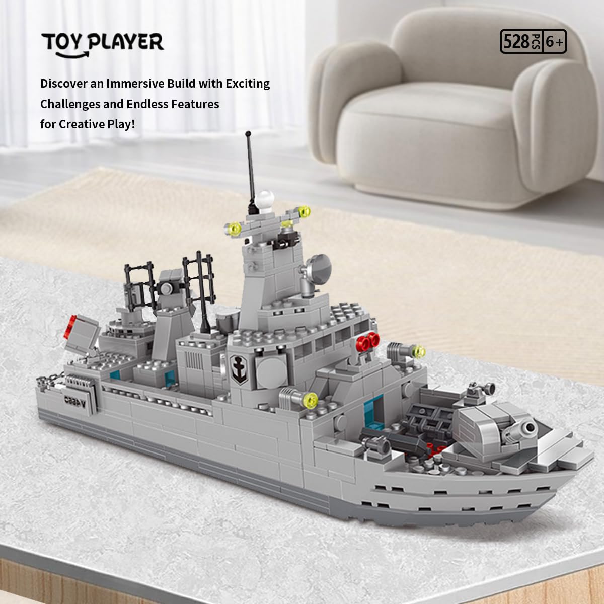 TOY PLAYER destroyer radar and sensors close-up detailing authentic tech.