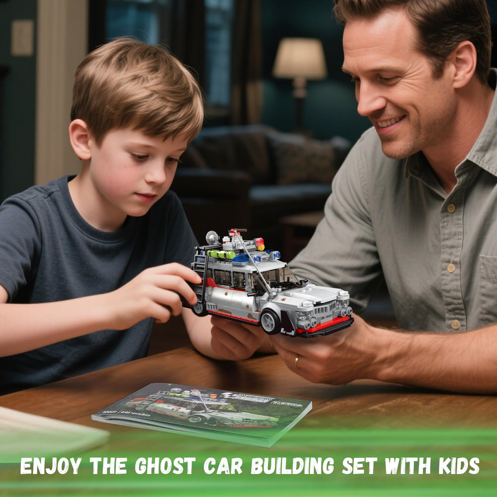 TOY PLAYER ECTO-1 ghost car steerable front wheels for interactive play