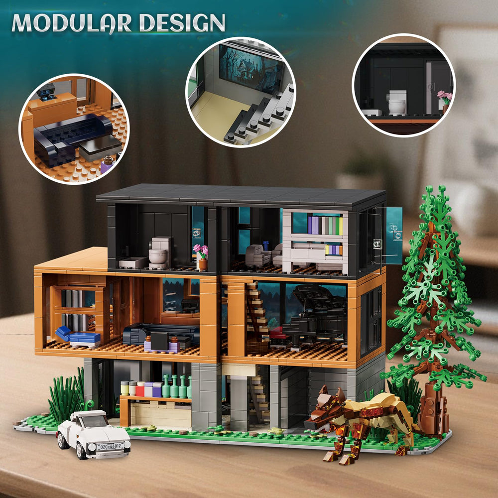 TOY PLAYER Study room and wine table details add realism to the villa.