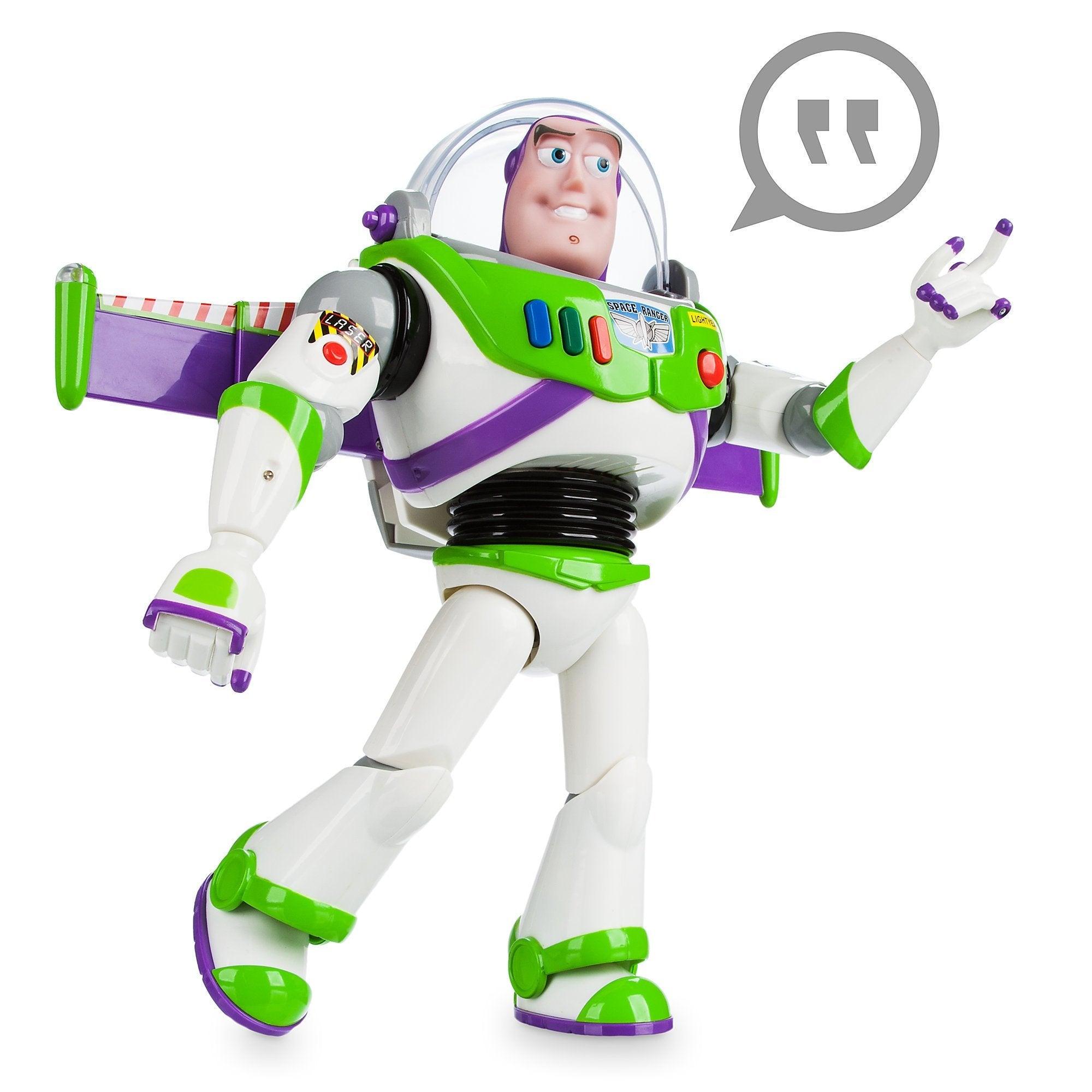 Toy Story Buzz Lightyear figure laser light and sound for dramatic play scenes.