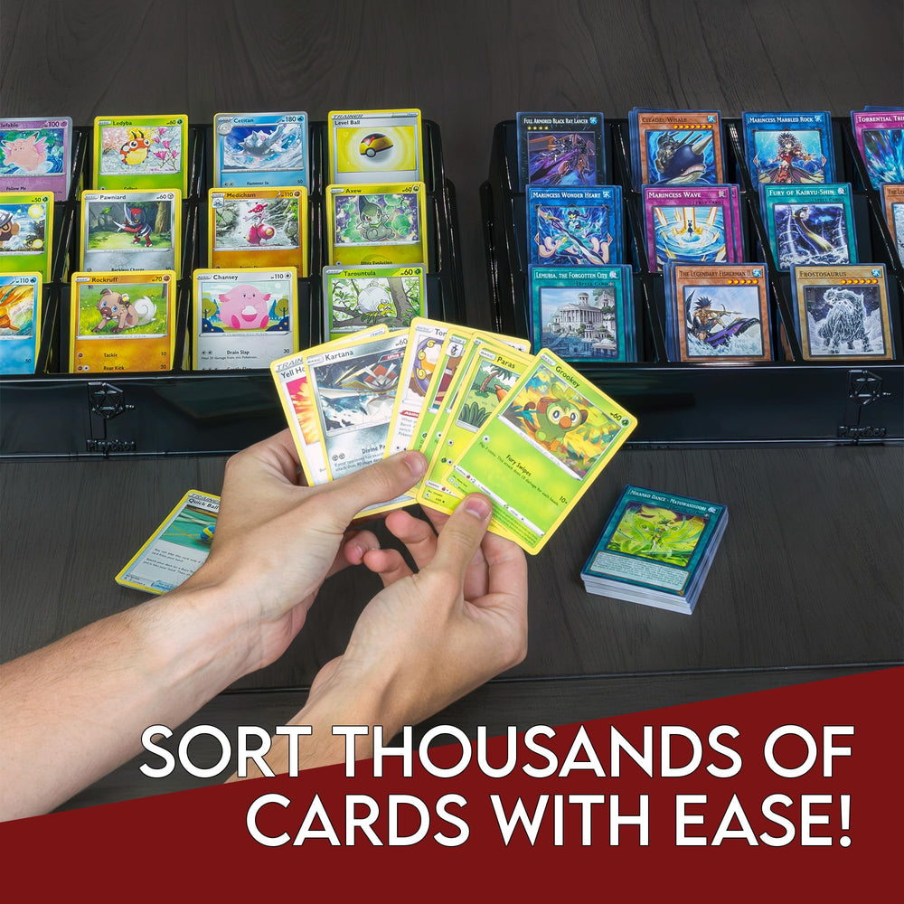 Toy Vault board game card organizer trays simplify sorting before play.