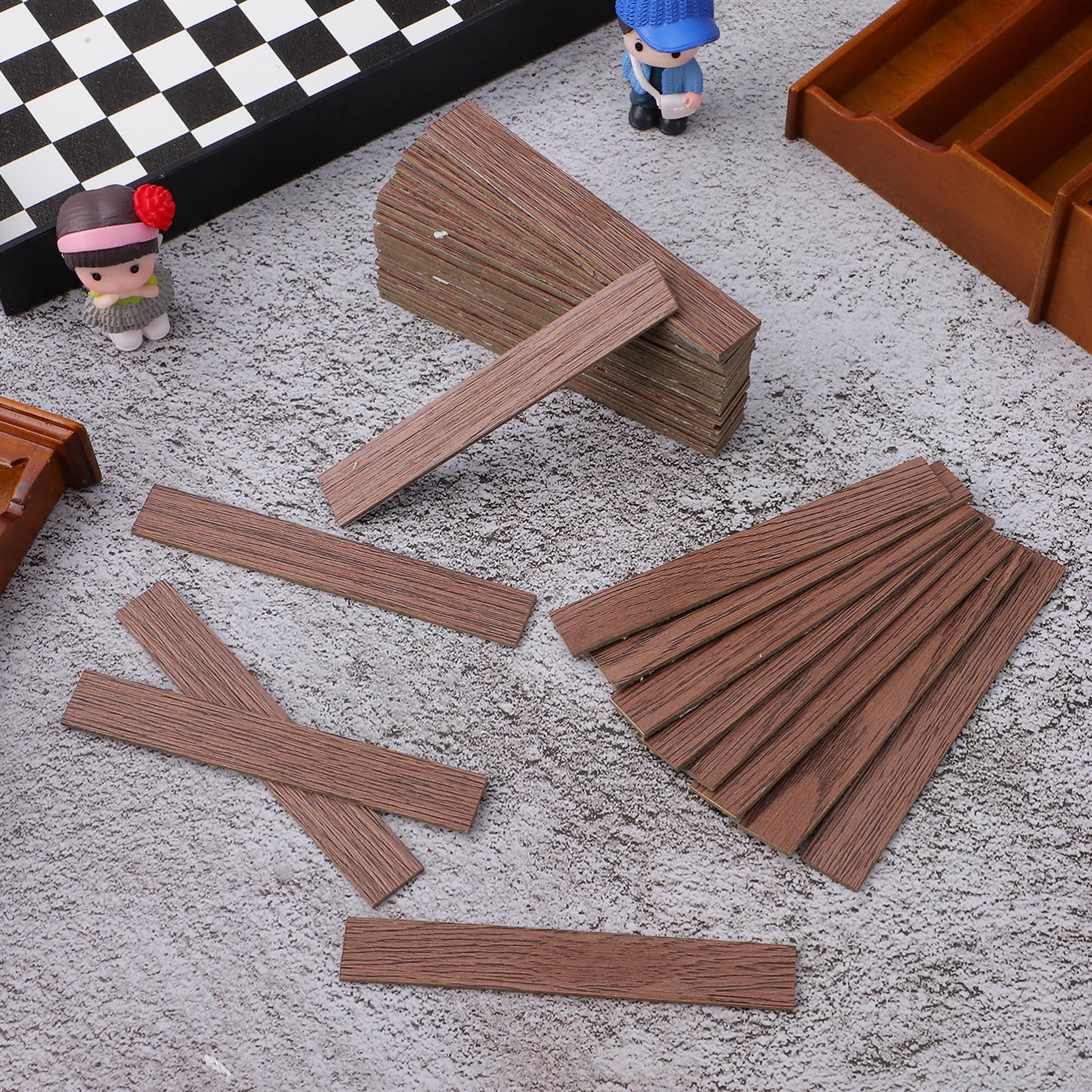 Creative dollhouse floors using TOYANDONA dark brown wood for DIY