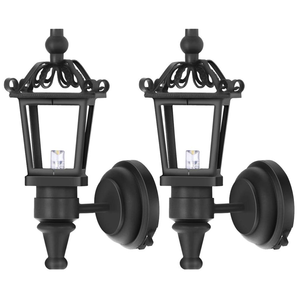 TOYANDONA 1:12 scale black LED wall sconce lighting for dollhouse interiors.