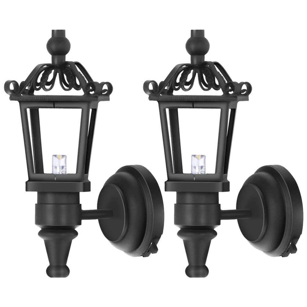 TOYANDONA 1:12 scale black LED wall sconce lighting for dollhouse interiors.