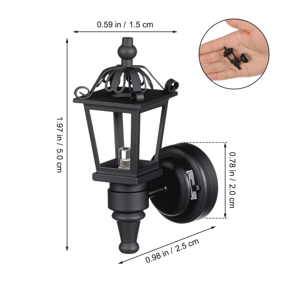 TOYANDONA 1:12 scale black LED wall sconce with easy setup.