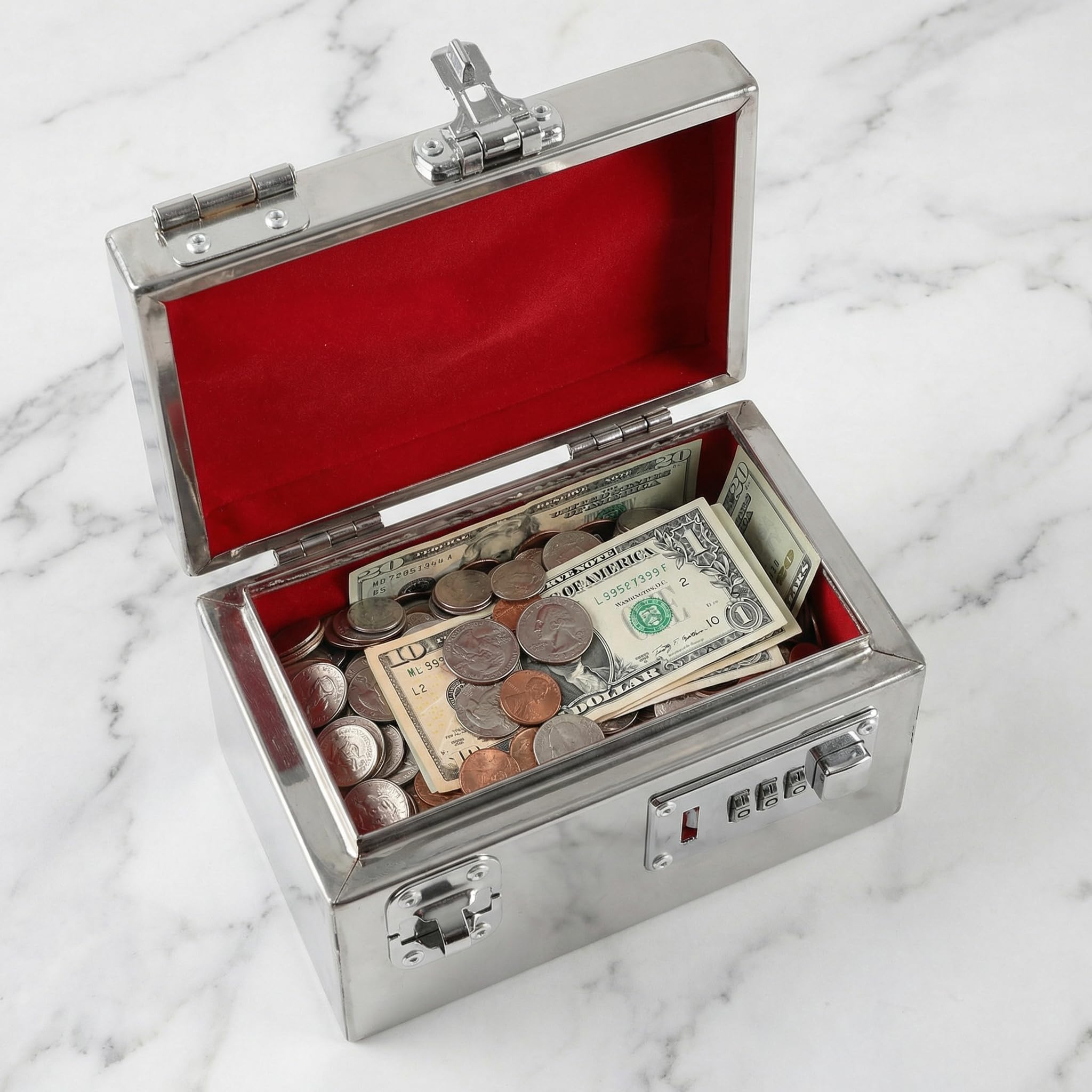 TOYANDONA Piggy Bank stainless steel texture for durable, long lasting use.