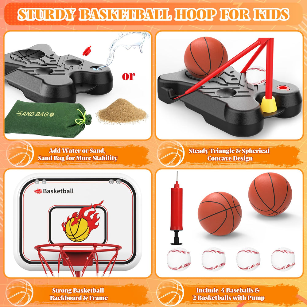 Toycost adjustable-height hoop showing growth with height options