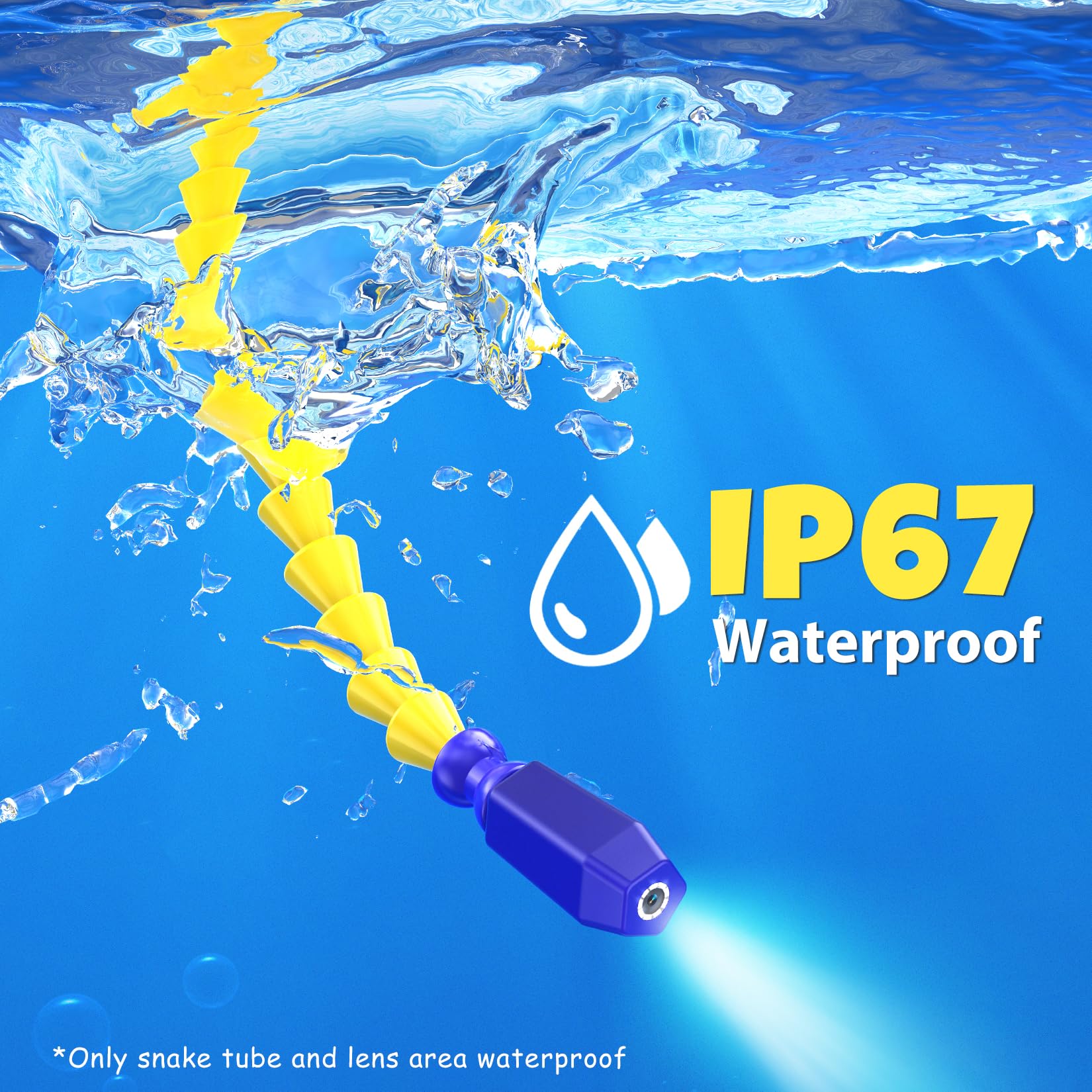 Toycost borescope snake camera is IP67 waterproof for safe underwater exploration
