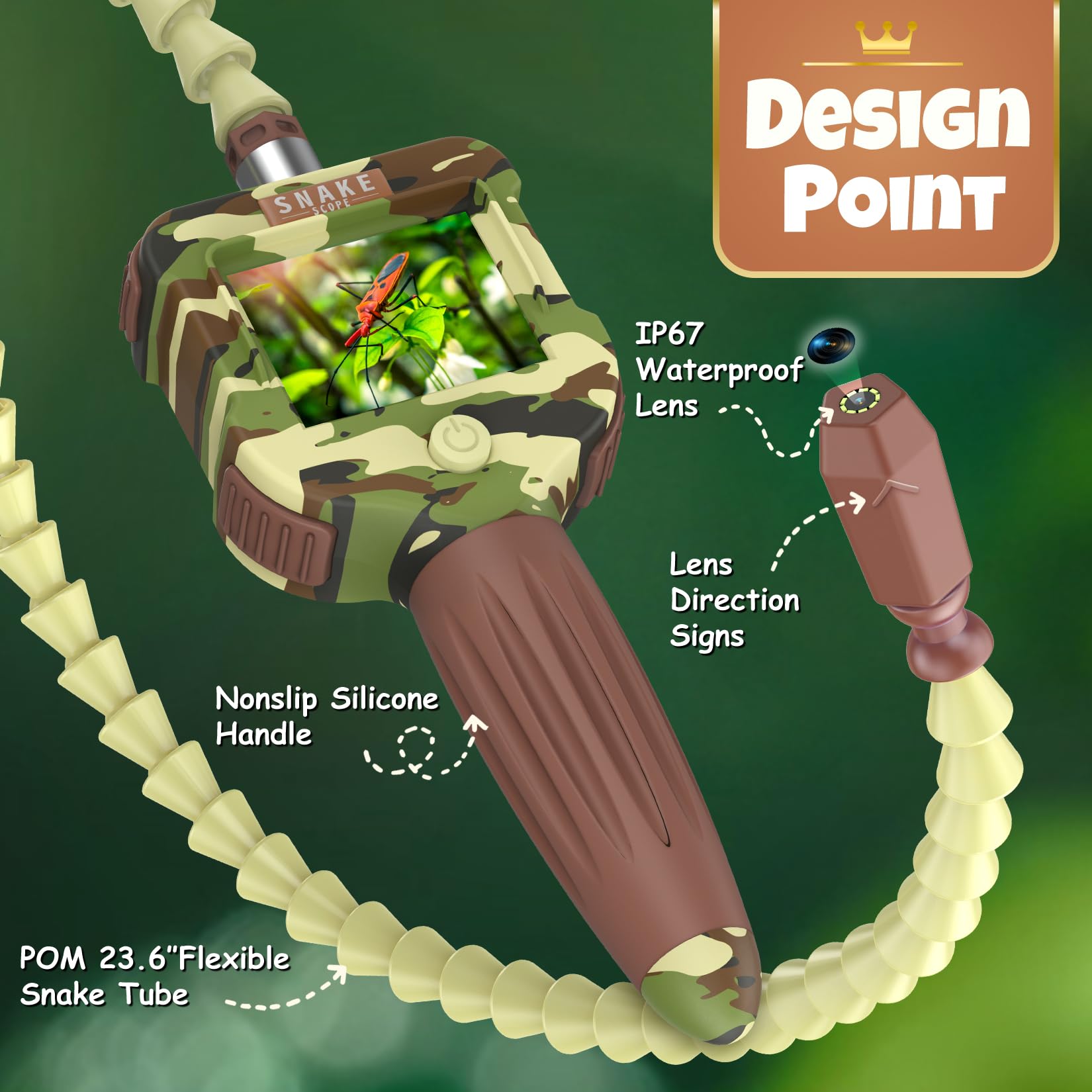 Toycost Borescope Snake Scope with 8 LED lights brightens dark corners during night explorations