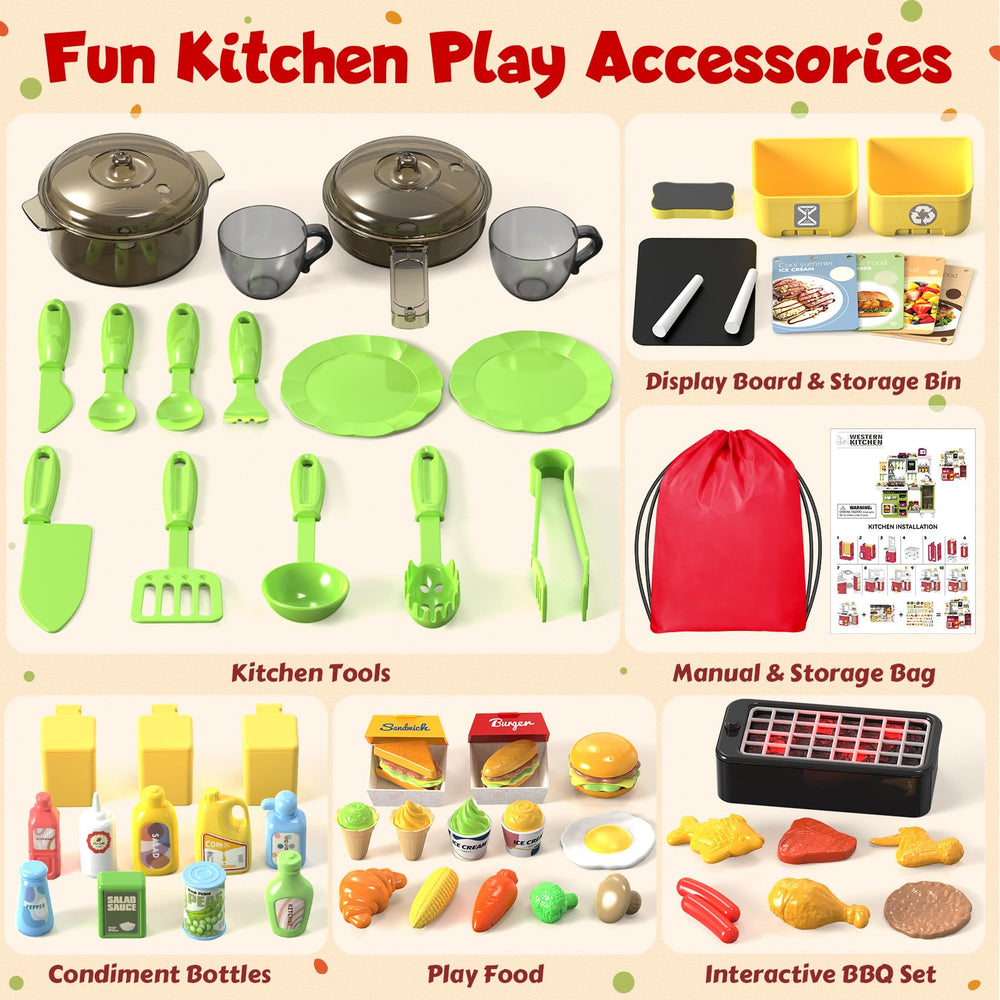 Toycost storage bag keeps kitchen toys organized after play.