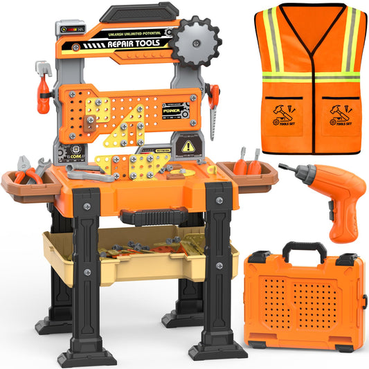 Toycost Kids Tool Bench drill close-up shows realistic action for hands-on learning.