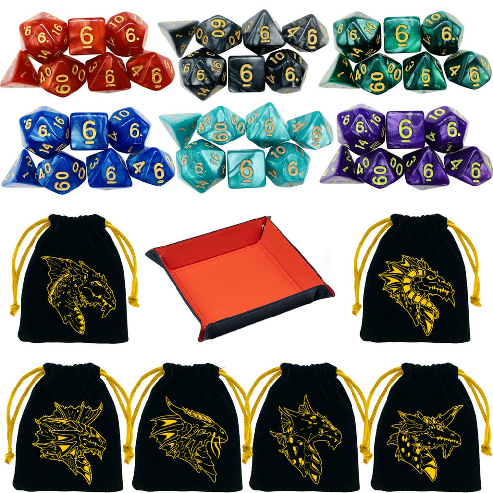 TOYFUL DND dice sets pack for six RPG-ready dice sets, easy storage