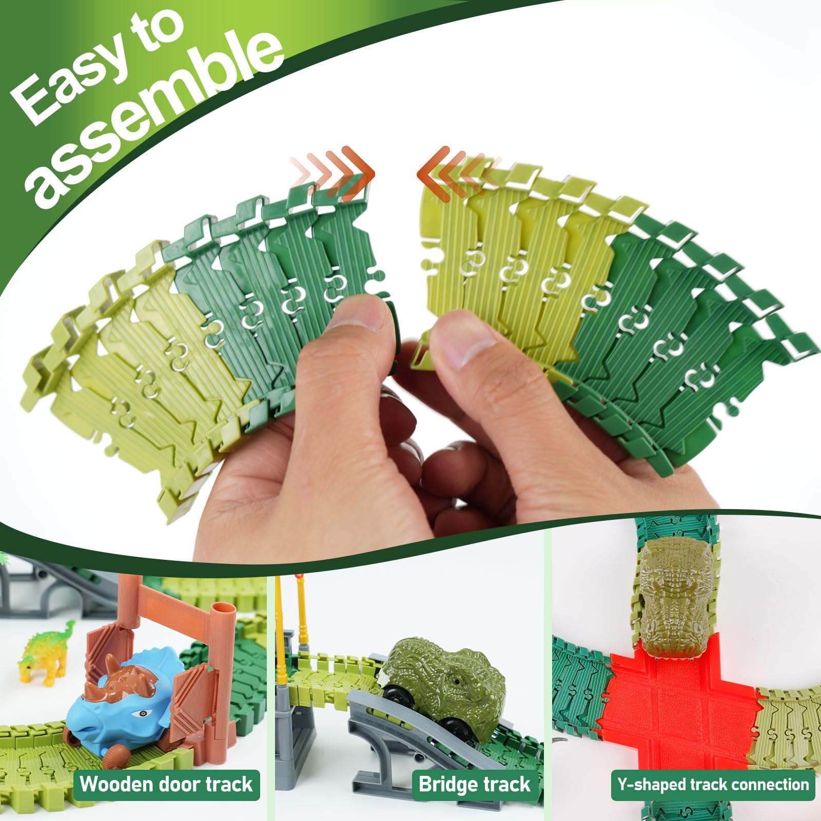 ToyFuntasy dinosaur track compatible with many cars for versatile play.