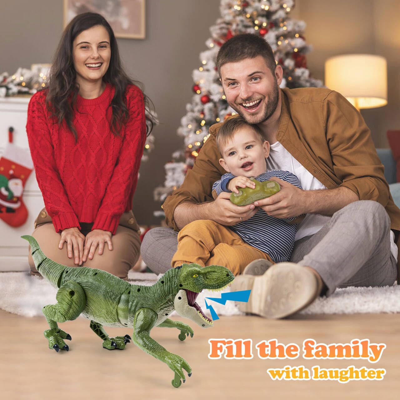 ToyFuntasy RC dinosaur back touch sensor for interactive play sessions.